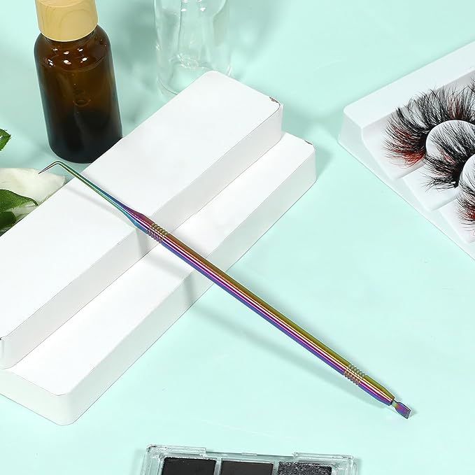 Stainless Steel Lash Lift Perm Tool Kit - 2 PCS Eyelash Tint Rods, Metal Dual-End Separator With Pointed Tips, Separating Comb, Perming Brush for Tinting Extensions Supplies