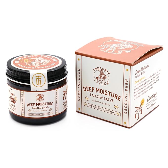 John Wayne Inspired Deep Moisture Tallow Salve – Herb-Infused Unscented – Essential Oil-Free Soothing Balm for Sensitive Skin – 2 oz
