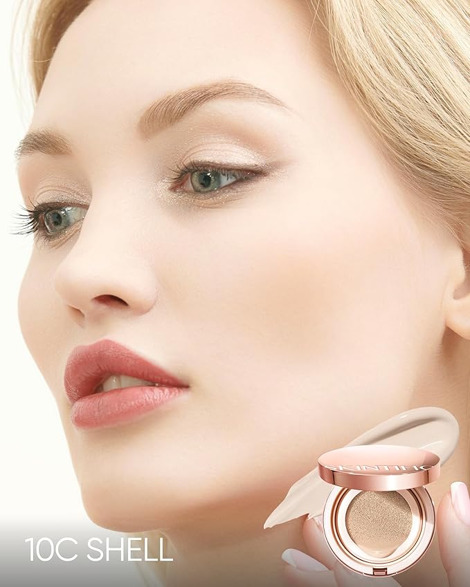 Full Coverage Cushion Foundation, Weightless, Skin Fit, Satin Glow Finish, Oil-Control Waterproof Foundation, Sweatproof Flawless BB Cream CC Korean Makeup