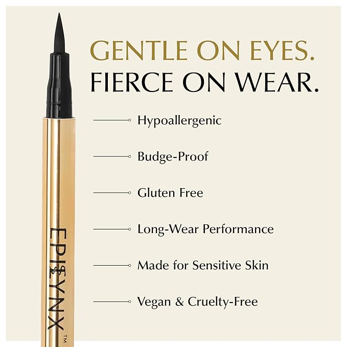 EPILYNX Waterproof Liquid Eyeliner - Smudge-Proof, Long-Lasting Vegan Liquid Eyeliner Pen with Precision Tip for Smooth Application, Gluten-Free, Hypoallergenic Eye Liner - 2mL Black