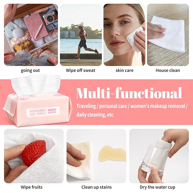 800 Count Face Towels,Super Soft and Thick Face Cleansing Towelettes for Sensitive Skin, Disposable Facial Towels for Makeup Removal and Clean Skin,Biodegradable Facial Towel,(8 Box)