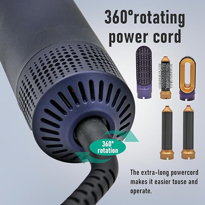 Hair Dryer Brush, 5 in 1 Multi Hair Styler,110,000 RPM High-Speed Negative Ionic Hair Dryer Fast Drying, Professional Blow Dryer Brush for Curling Volumizing Straightening Waves Styling - Salon Tools