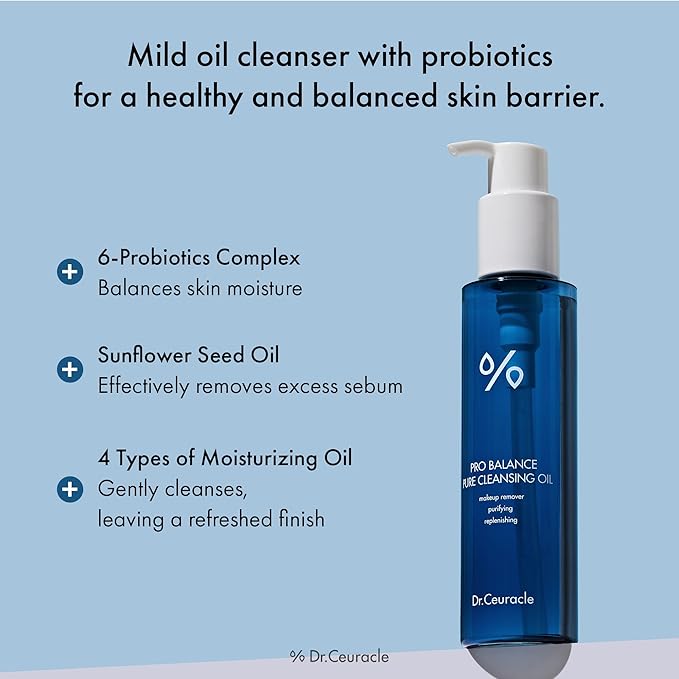 Dr.Ceuracle Pro Balance Pure Cleansing Oil - Makeup Sunscreen Remover Oil Cleanser, Korean Facial Cleanser with Hydrating Finish (155 ml / 5.24 fl. oz.)