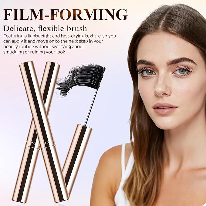 Ultra-Fine Lengthening Waterproof Quick-Dry Mascara, Ultimate Length Volumizing Lashes, for Tiny and Lower Eyelashes & Older Women, Waterproof, Smudge-Proof, Clump-Proof (Black)