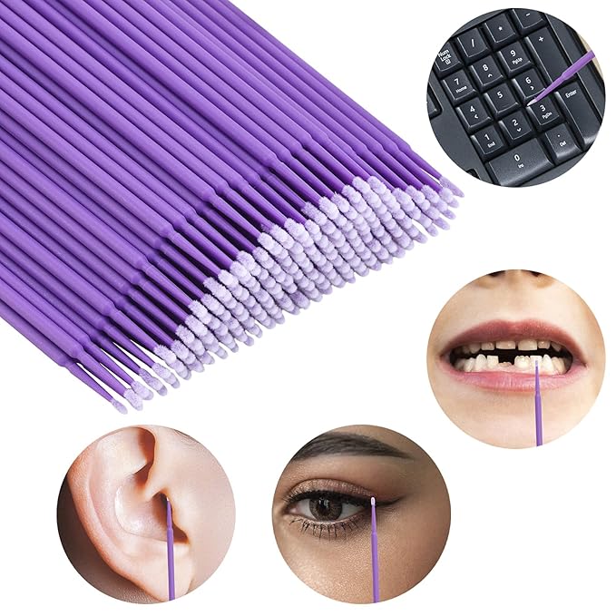 Tbestmax 500 Pcs Micro Applicator Brush Micro Swabs, Disposable Eye Lashes Mascara Wands for Eyelash Extension Purple
