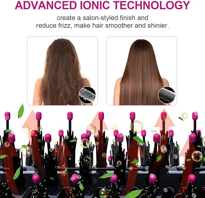 Dual Voltage Hair Dryer Brush for European Travel, Plus 2.0 Blow Dryer Brush with European Plug 110V-120V/220V-240V One Step Hair Dryer and Styler Volumizer with Negative Ion Anti-frizz Styling