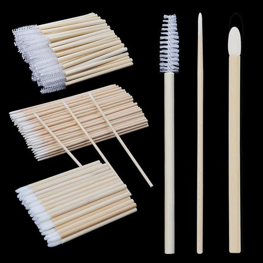 200Pcs Eyelash Extension Supplies Kit,Disposable Lash Spoolies Brushes Micro Swab Brushes Mascara Wand Lip Brushes for Eyelash Extension Tattoo Lipstick Applicator (bamboo White)