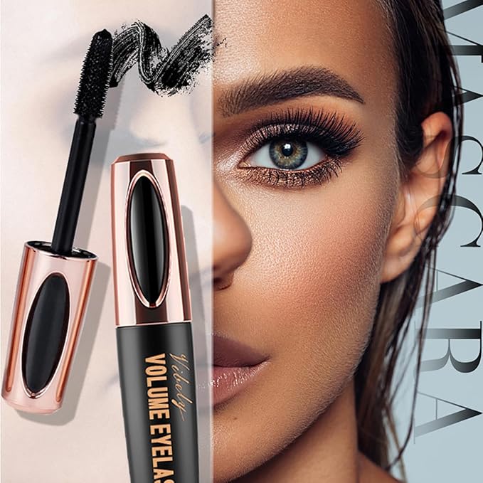 Silk Fiber Lash Mascara Smudge-Proof Extension Voluminous Fiber Mascara Natural & Waterproof Long-Lasting No Flaking/No Clumping (2 Packs)