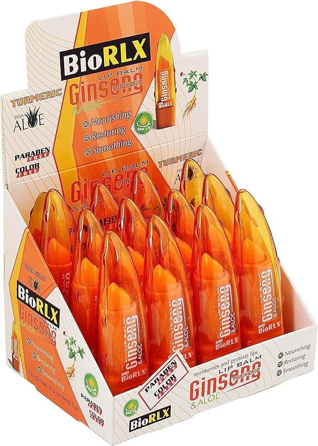 BioRLX Ginseng Infused Lip Balm - Revitalizing Lip Care for Softer, Healthier Lips (Ginseng, 0.12 Ounce (Pack of 1))
