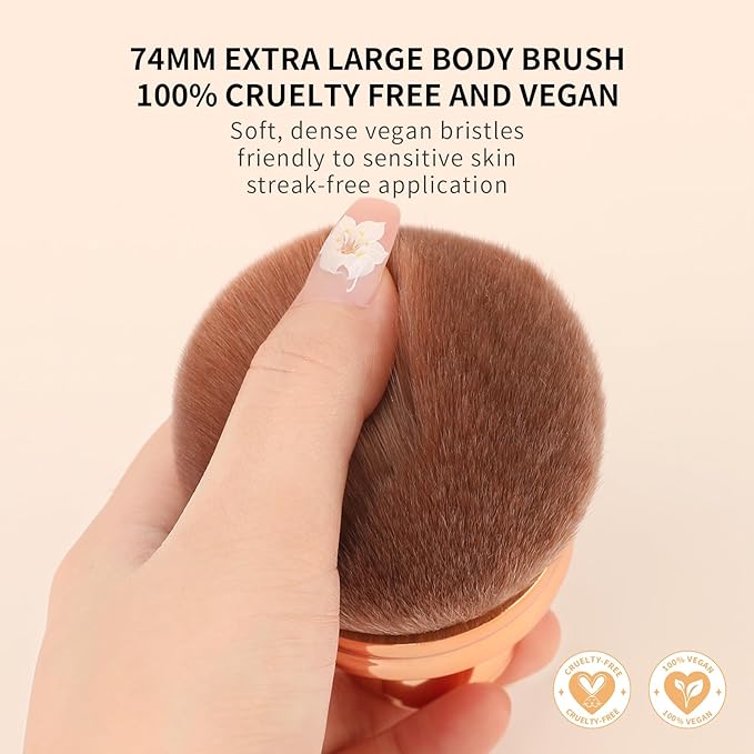 docolor Extra Large Body Makeup Brush For Self Tanner, 3 Inch Width Self Tanning Blend Brush, Soft synthetic hair, Powder, Foundation, Blusher, Bronzer, Face and Body Brush Gift box