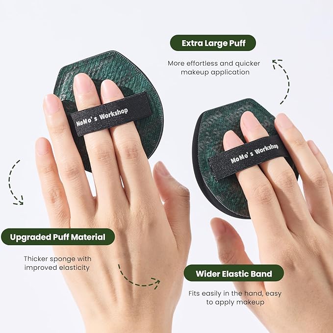 Momo's Workshop Makeup Sponge, Large Makeup Blending Puff for Liquid & Cream Foundation, Concealer Foundation Puff Quick Apply Cosmetics 1P Green