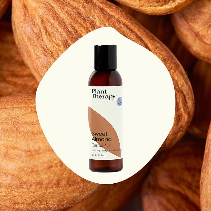 Plant Therapy Sweet Almond Oil 4 oz – 100% Pure, Cold Pressed Almond Oil, Massage & Aromatherapy Carrier Oil, Unscented Body Oil, Made in USA