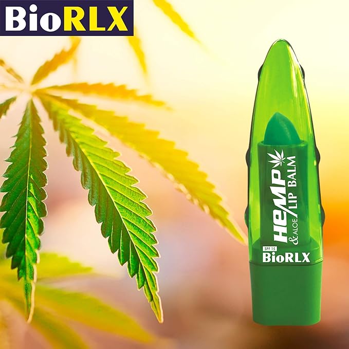 BioRLX 99% Purity Aloe Vera Lip Balm - Natural Moisturizing Unisex Lip Care for Hydrated and Radiant Lips (Hemp Oil & Aloe Vera, 0.12 Ounce (Pack of 1))
