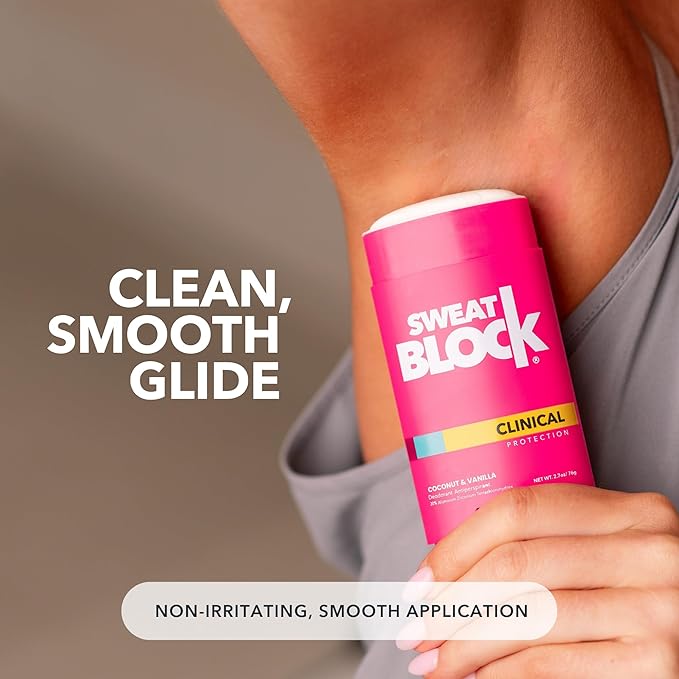 SweatBlock Clinical Strength Deodorant for Women Coconut and Vanilla Scent 48 Hour Sweat and Odor Protection Daily Use Formula Designed for Long-Lasting Freshness and Confidence Dermatologist Tested
