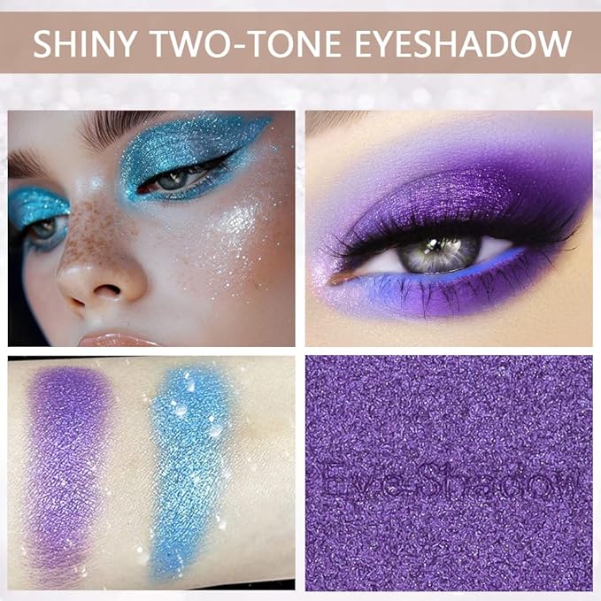 Double color eye shadow, Eyeshadows Creamy, high pigment eye makeup palette, matte shimmer metal eye shadow powder, Blendable, Ultra-Pigmented, Easy to Apply, Matte & Shimmer, (02)