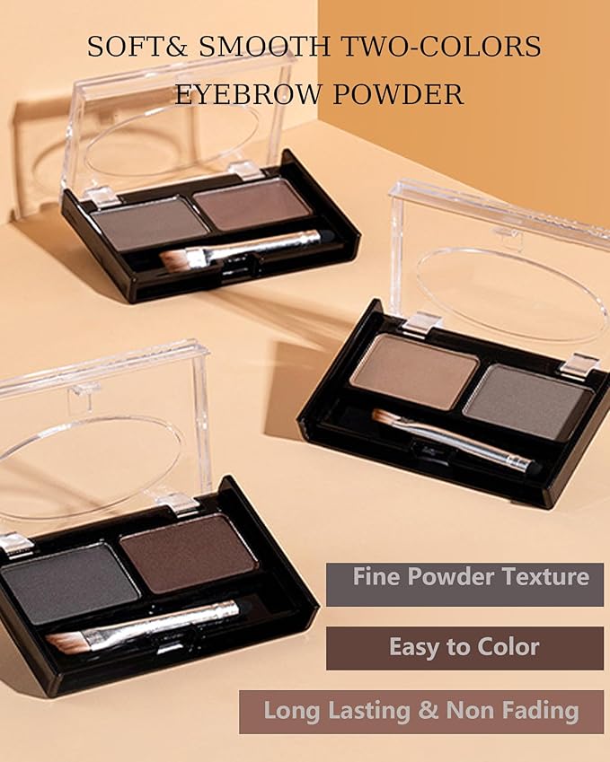 Eye Brow Powder for Women,2 Color Waterproof Eyebrow Powder Tinting Palette Light Brown Taupe Long-Lasting,Brow Fill&Sculpt Natural Eyebrow Contour Eyeshadow Mother’s Gift with Brow Brush&Razor-01