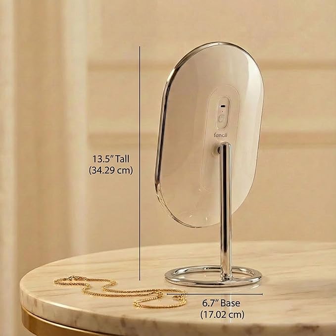 Fancii Vera LED Lighted Vanity Makeup Mirror, Rechargeable - Cordless Illuminated Cosmetic Mirror with 3 Dimmable Light Settings, Dual Magnification (Chrome)