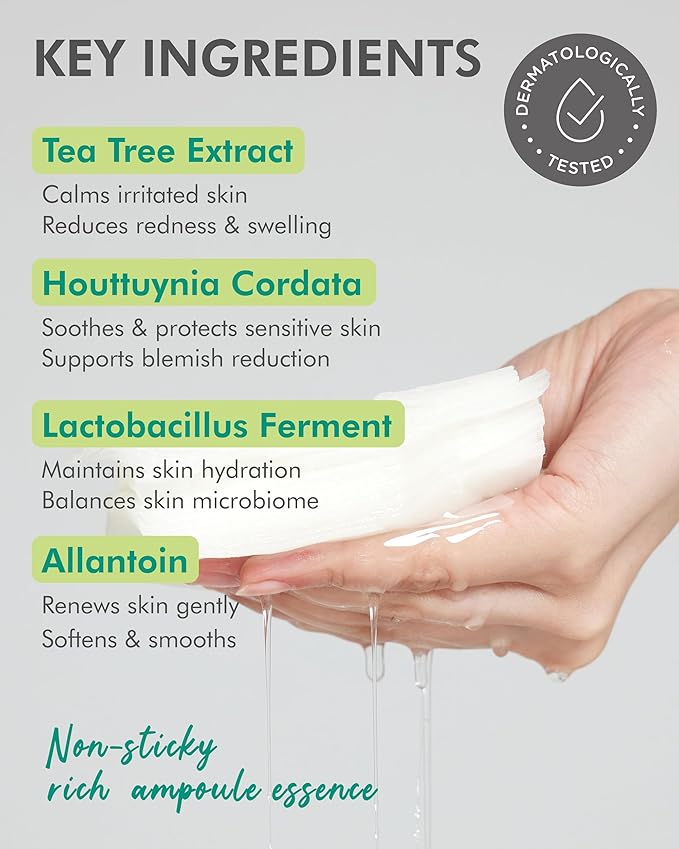 DERMAL Seoul Face Tea Tree & Heartleaf Daily Sheet Mask, 36 Count Pull-Out Dispenser Box with Tweezers, Calming Care for Redness-Prone Oily Skin, Lactobacillus Ferment, Vegan Tencel