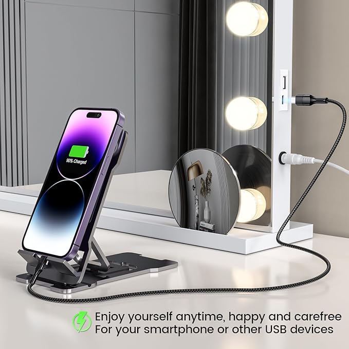 VESAUR Large Vanity Mirror with Lights, Hollywood Makeup Mirror with 15 Dimmable Bulbs 3 Light Colors, Detachable 1X/10X/15X Magnification, USB/Type-C Dual Power, Tabletop &Wall Mount, Senior Aluminum