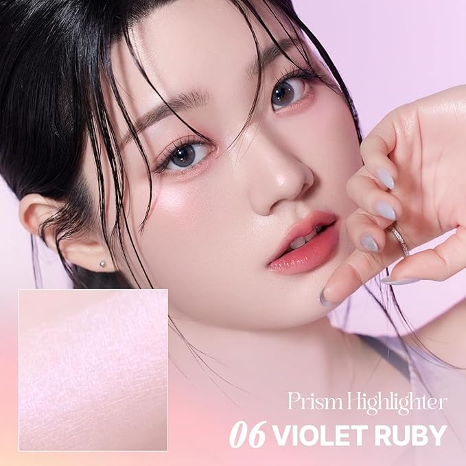 CLIO Prism Highlighter makeup, High Glossy Face Illuminator, Pearl Shimmer Smooth Baked Powder, Glitter Long- Lasting (6 Colors) (04 Grace Opal, One Size)