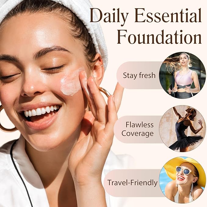 2PCS Foundation 4 in 1, Medium Spectrum with SPF 50+, Longwearing & Waterproof, Hydrating Color Changing Foundation, Non-Greasy,Long Lasting, Great for all skin types, 30ml