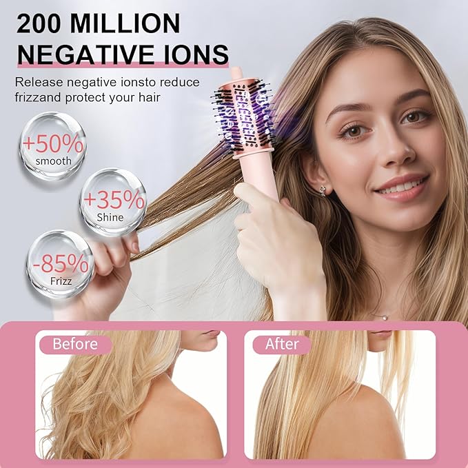 9 in 1 Hair Dryer Brush Set Wrap Air Hair Styler Curling Negative Ionic Foldable Hot Air Hair Brush, 110K RPM High Speed Hair Styling Tool for at Home Curling Waves Straightening Volume Blowout Styles
