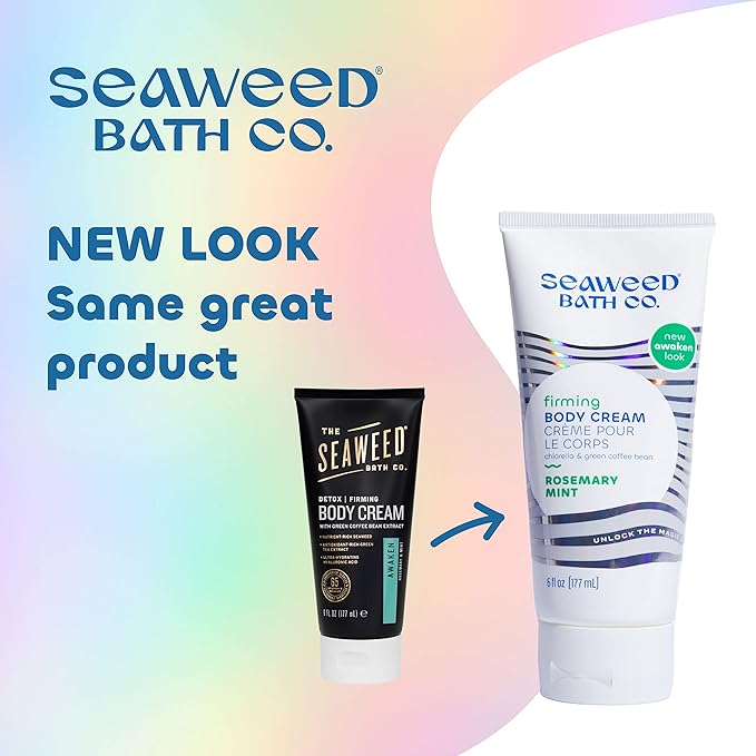 Seaweed Bath Co. Firming Body Cream, Rosemary Mint Scent, 6 Ounce (Pack of 2), Skin Toning Hand & Body Lotion Moisturizer for Dry Skin, with Sustainably Harvested Seaweed