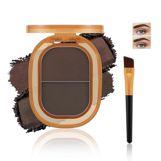 2-Color Eyebrow Powder Kit, Brow Powder with Eyebrow Brush, Long-lasting Waterproof Highly Pigment Eyebrow Makeup, Eye Brow Powder for Women