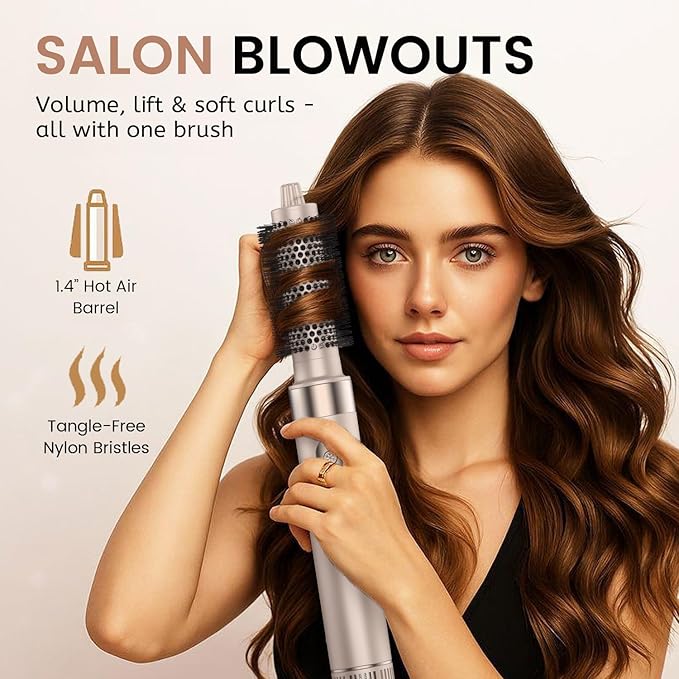 8 in 1 High-Speed Hair Styler & Hair Dryer Brush Set – 110,000 RPM Ionic Hot Air Styler with Auto Air-Wrap Curlers, Diffuser, Volumizer & Thermal Brush for Fast Drying & Frizz-Free Shine