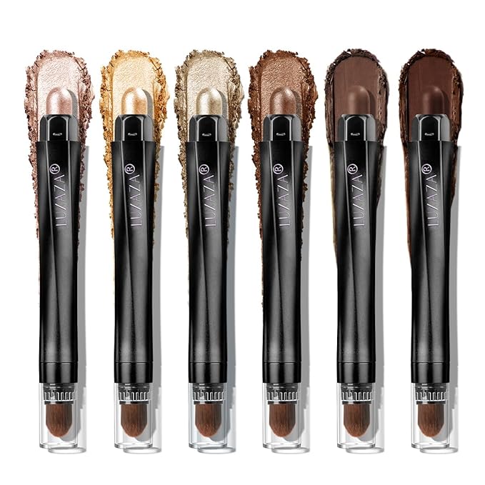 Classic 3PCS Neutral Eyeshadow Stick Makeup Set, Matte Cream Eye Shadow Eyeliner Brightener Pencil Crayon - Golden Amber