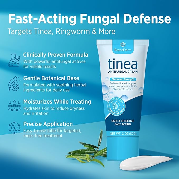 Roycederm Tinea Versicolor Treatment, Athletes Foot Treatment, Ringworm Treatment for Humans, for Tinea Versicolor & Pedis,Fast Healing Anti Fungal Skin Cream - Multi-Functional - Pack of 2