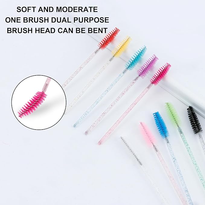 COCIDE 500Pcs Colorful Eyebrow Brush Eyelash Comb Lash Brushes Disposable Mascara Wands Lash Spoolies for Eyelash Extensions Supplies Makeup Applicators