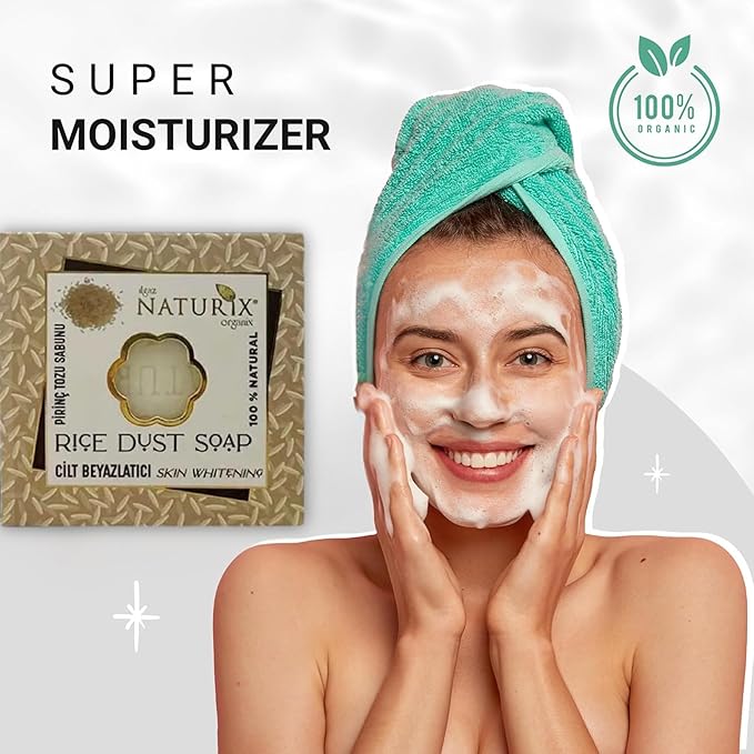 Organic Bar Soap Moisturizing Soap Made from Natural Oil | Hair Hand Face Body Bath Wash | Skin Care Cleanser Shampoo (Rice Powder)