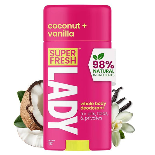 Super Fresh Aluminum Free Deodorant Stick for Women, Non Toxic Coconut and Vanilla Whole Body Odor Control, Skin Safe, 1 Pack