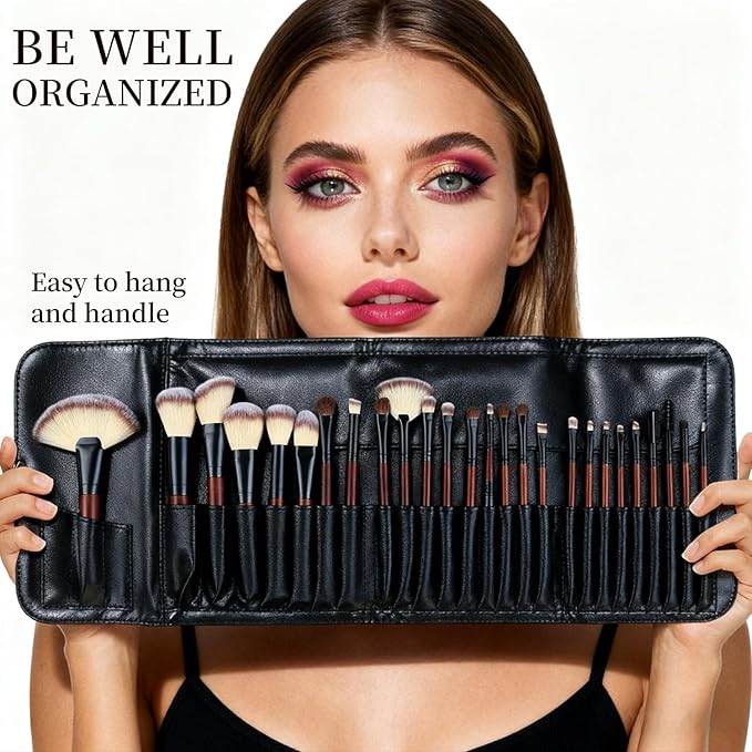 Makeup Brushes Set 26-Piece Makeup Brushes Premium Synthetic Foundation Powder Concealer Blush Eyeshadow Contour Professional Makeup Brush Set with 2 Brush Bags