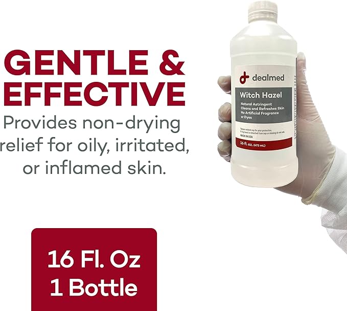 Dealmed Witch Hazel, 16 oz. | Natural Astringent Cleans and Refreshes Skin | No Artificial Fragrance or Dyes (Pack of 4)