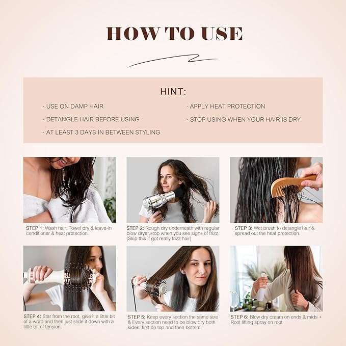 Travel Blow Dryer Brush in one, Dual Voltage Mini Hot Air Brush, Hair Trends Nano Titanium 2 Inch One Step Hair Dryer and Styler Volumizer Oval Shape
