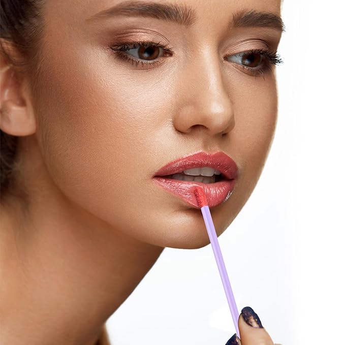 240 Pieces Disposable Lip Wands Lip Brushes,Lipstick Applicator Brushes Lip Gloss Wand,Soft Lint Free,Eyes & Lips Makeup Applicator Wands Tools（PURPLE）