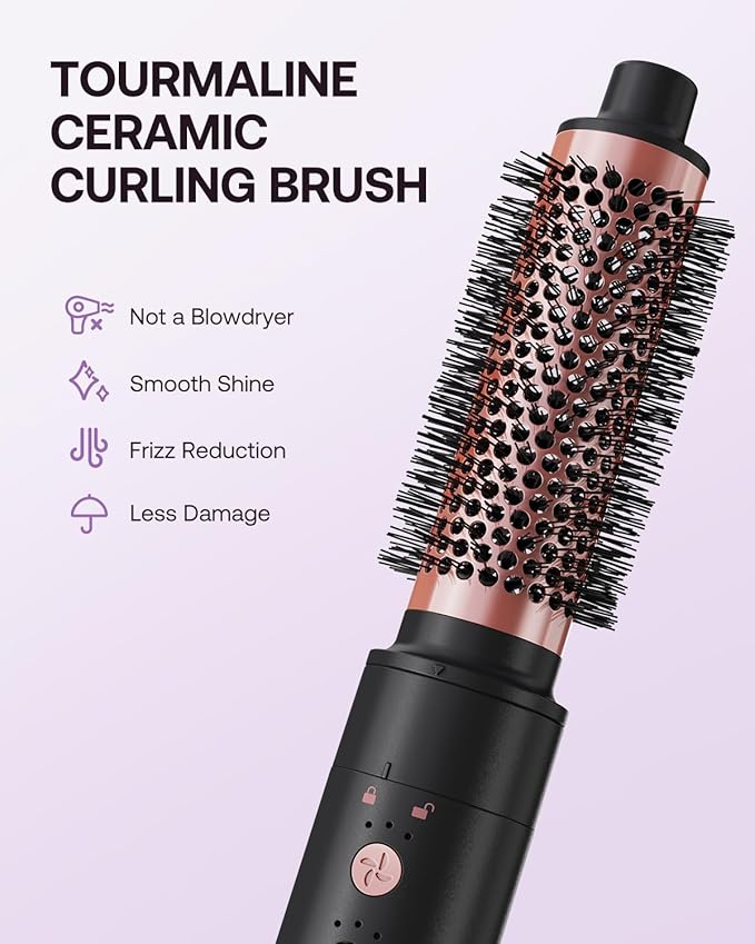 6-in-1 Hot Air Styler Wrap, High-Speed Hair Dryer Brush Blow Dryer with 2 Auto Wrap Curlers for Curling, Straightening, Volumizing, Fast Drying & Frizz-Free Styling for All Hair Types