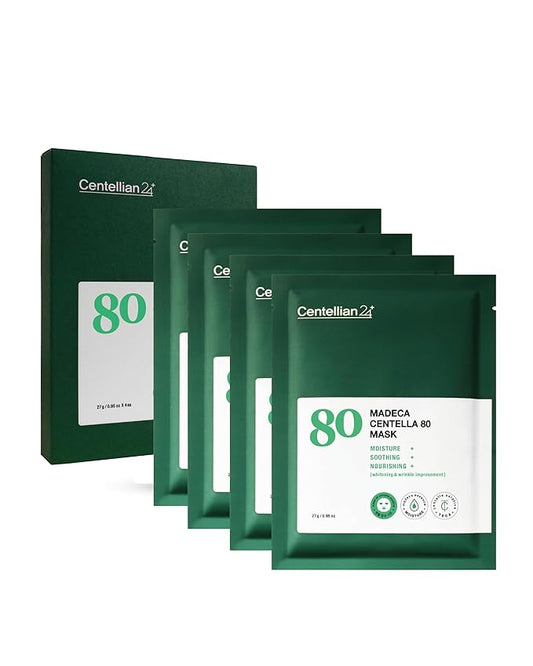 CENTELLIAN 24 Madeca Mask (Extra Moisturizing, 4pc) - Face Sheet Mask, Ultra Hydrating & Soothing for Dry, Sensitive Skin. Korean Skin Care by Dongkook. Centella Asiatica, TECA, EGF