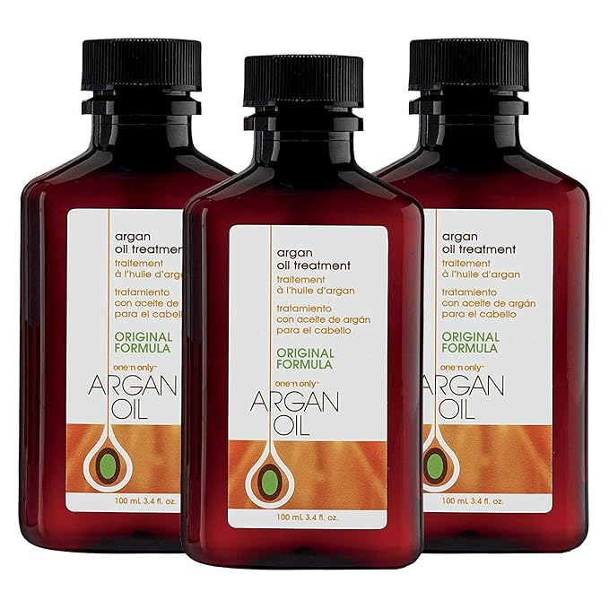One 'n Only Argan Oil Hair Treatment - Hair Oil Smoothes and Strengthens Dry Damaged Hair, Eliminates Frizz, Creates Brilliant Shines, Non-Greasy Formula, 3.4 Fl. Oz (3 Pack)