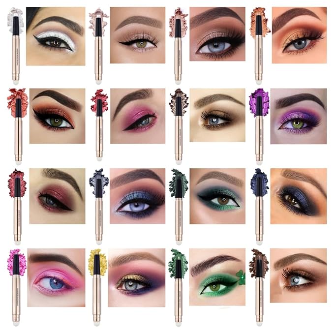 White Eyeshadow Stick Makeup, Long-Lasting Waterproof Eye Shadow Pencil, Hypoallergenic Smudge-Proof Glitter Primer Palette Shimmer Eyeliner, Easy to Blend Eye Make Up