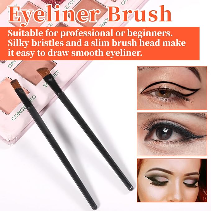 100 PCS Angled Eyeliner Brush Set, Eyebrow Brush Flat Eyebrow Tint Brushes Flat Eyebrows Tint Brushes Ultra Thin Makeup Brushs Fine Slanted Eyebrows Brushs Applicator Eye Makeup BrushApplicator