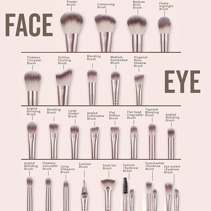 55Pcs Brown Makeup Brushes Set Professional Makeup Kit Multi-functional Makeup Tool Set with Case Facial Makeup Accessories, Foundation Makeup Brush Kit Eye and Face Make up Brushes & Tools