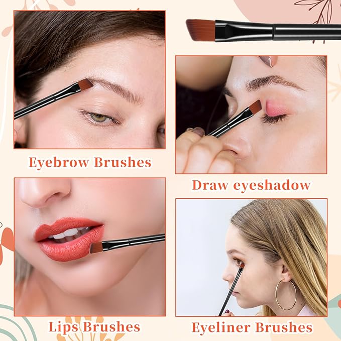 100 PCS Angled Eyeliner Brush Set, Eyebrow Brush Flat Eyebrow Tint Brushes Flat Eyebrows Tint Brushes Ultra Thin Makeup Brushs Fine Slanted Eyebrows Brushs Applicator Eye Makeup BrushApplicator
