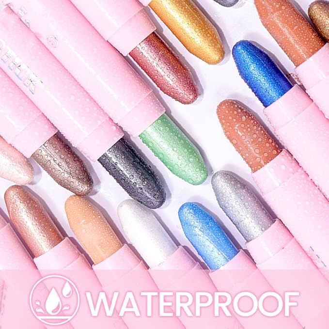 2-in-1 Cream Eyeshadow & Highlighter Stick, Waterproof Rose Brown Shimmer Eye Shadow Pencil for Women, Long-Lasting Pigmented Makeup, sombras para ojos 28