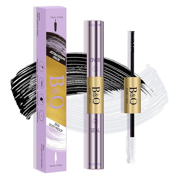 Lash Bond and Seal 10ML Cluster Lash Glue Bond and Seal Glue Waterproof Long Lasting Mascara Wand Lash Extension Bond and Seal Strong Hold 2 in 1 Bond and Seal ?Black Bond and Seal,10ML?