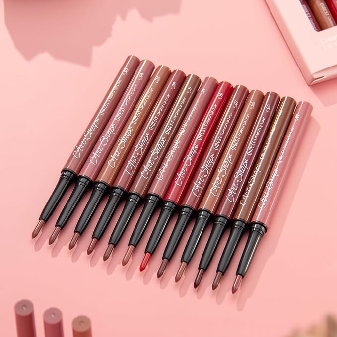 12 Colors Matte Velvet Lip Liner Set, Long Lasting Waterproof Lipstick Pencil, Smooth Glide Nude Pink Red Brown Lipliners for Lip Contour & Fill, Non-Smudge Matte Lip Makeup Set for All Skin Tones