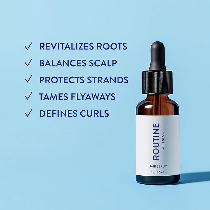 Routine Wellness Hair Treatment Serum for Thinning Hair - Plant-Based Rosemary, Tea Tree & Argan Oils Blend for Strength, Shine & Softer Hair - Clean Ingredients, All Hair Types - 30ml | Thickness, Men & Women