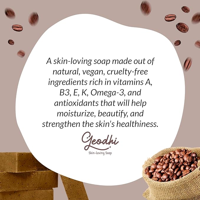 Handmade Vegan Cold Process Soap with Premium Essential Oils, Great for Acne, and Dry Skin - Set of 4 Both Women and Men Soap Bar-. (Coffee Scent)